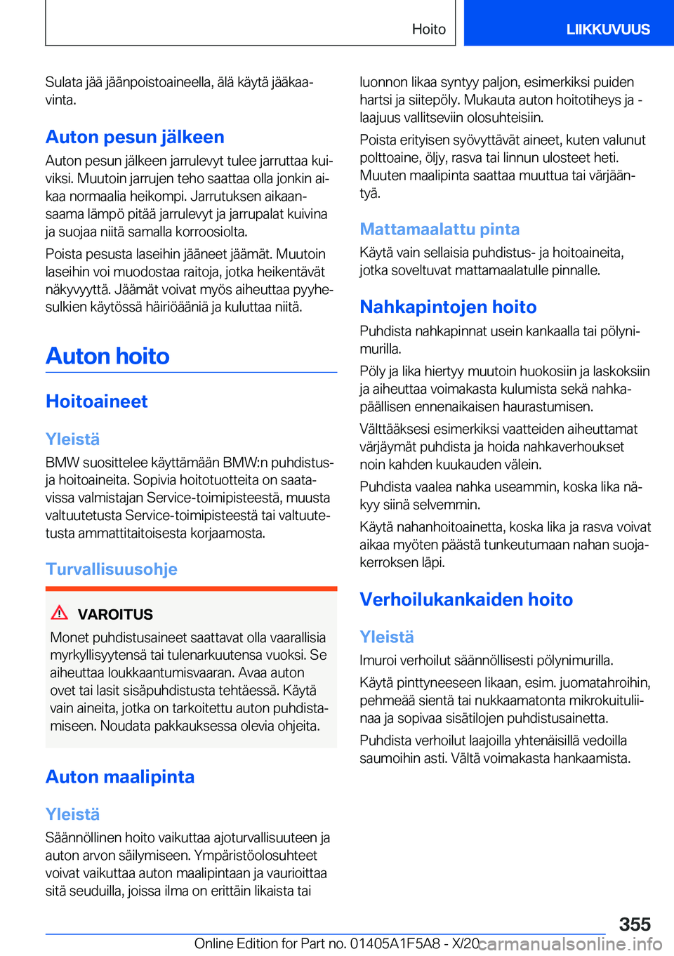 BMW X3 M 2021  Omistajan Käsikirja (in Finnish) �S�u�l�a�t�a��j�