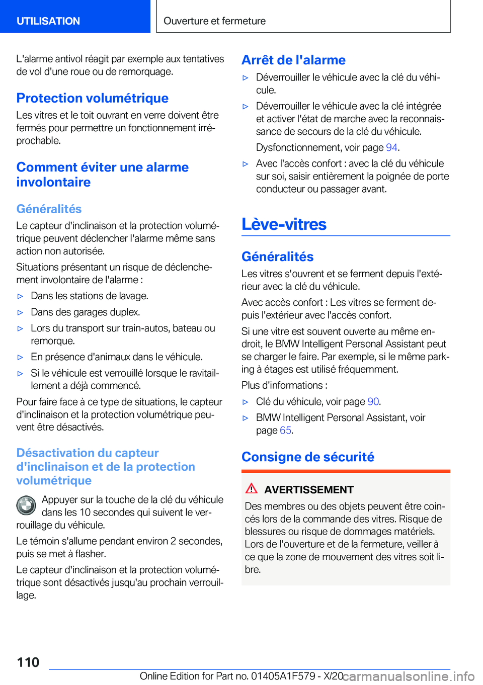 BMW X3 M 2021  Notices Demploi (in French) �L�'�a�l�a�r�m�e��a�n�t�i�v�o�l��r�é�a�g�i�t��p�a�r��e�x�e�m�p�l�e��a�u�x��t�e�n�t�a�t�i�v�e�s�d�e��v�o�l��d�'�u�n�e��r�o�u�e��o�u��d�e��r�e�m�o�r�q�u�a�g�e�.
�P�r�o�t�e�c�t�i�o�n