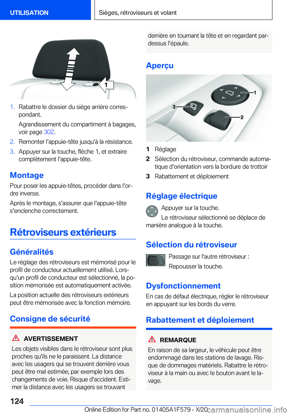 BMW X3 M 2021  Notices Demploi (in French) �1�.�R�a�b�a�t�t�r�e��l�e��d�o�s�s�i�e�r��d�u��s�i�è�g�e��a�r�r�i�è�r�e��c�o�r�r�e�sj
�p�o�n�d�a�n�t�.
�A�g�r�a�n�d�i�s�s�e�m�e�n�t��d�u��c�o�m�p�a�r�t�i�m�e�n�t��