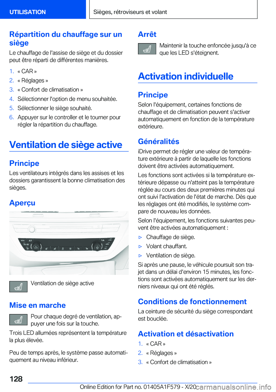 BMW X3 M 2021  Notices Demploi (in French) �R�é�p�a�r�t�i�t�i�o�n��d�u��c�h�a�u�f�f�a�g�e��s�u�r��u�n
�s�i�è�g�e
�L�e��c�h�a�u�f�f�a�g�e��d�e��l�'�a�s�s�i�s�e��d�e��s�i�è�g�e��e�t��d�u��d�o�s�s�i�e�r
�p�e�u�t��ê�t�r�e��r�