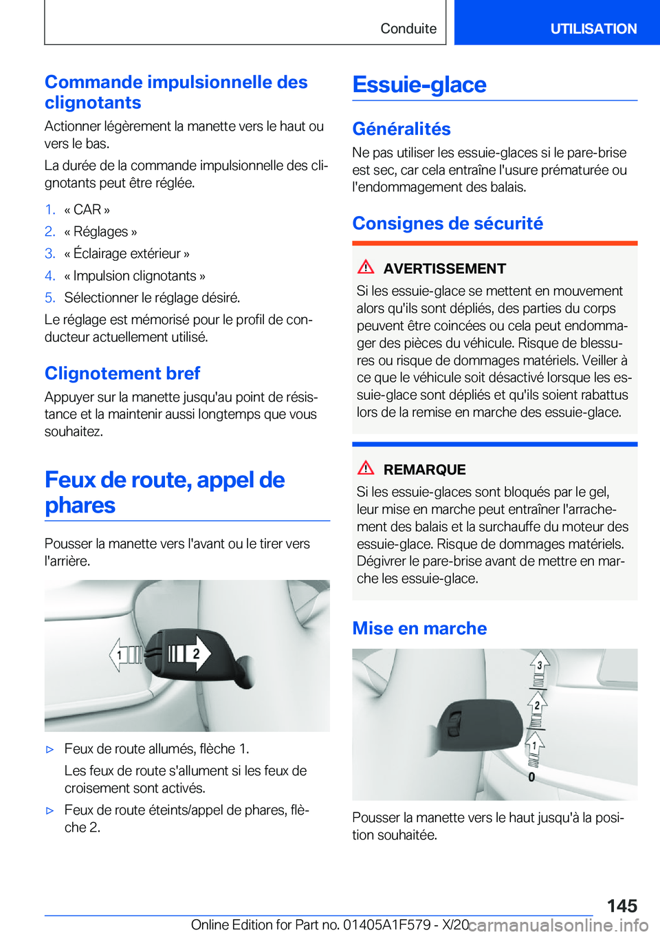 BMW X3 M 2021  Notices Demploi (in French) �C�o�m�m�a�n�d�e��i�m�p�u�l�s�i�o�n�n�e�l�l�e��d�e�s
�c�l�i�g�n�o�t�a�n�t�s
�A�c�t�i�o�n�n�e�r��l�é�g�è�r�e�m�e�n�t��l�a��m�a�n�e�t�t�e��v�e�r�s��l�e��h�a�u�t��o�u�v�e�r�s��l�e��b�a�s�.
�