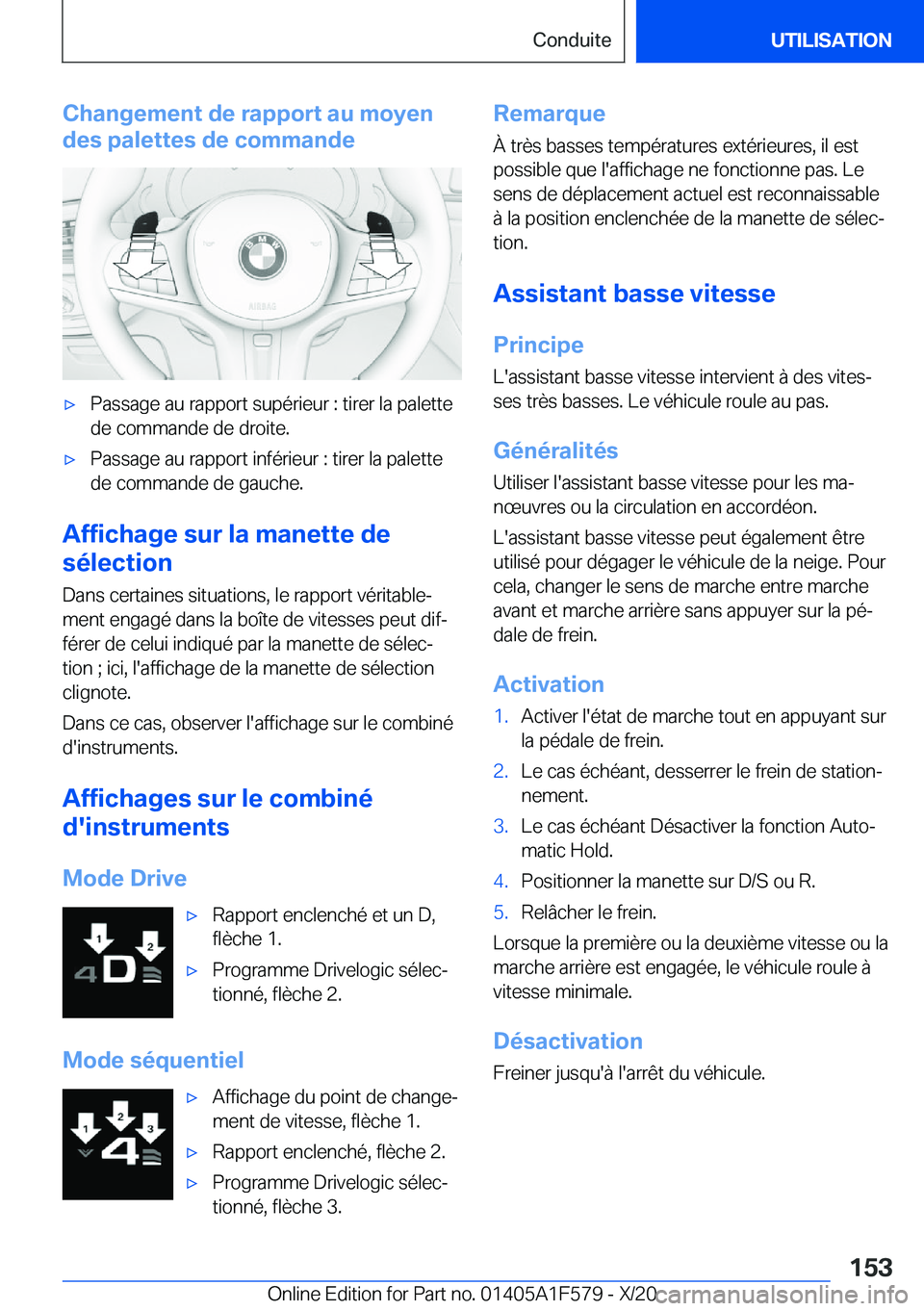 BMW X3 M 2021  Notices Demploi (in French) �C�h�a�n�g�e�m�e�n�t��d�e��r�a�p�p�o�r�t��a�u��m�o�y�e�n
�d�e�s��p�a�l�e�t�t�e�s��d�e��c�o�m�m�a�n�d�e'x�P�a�s�s�a�g�e��a�u��r�a�p�p�o�r�t��s�u�p�é�r�i�e�u�r��:��t�i�r�e�r��l�a��p�a