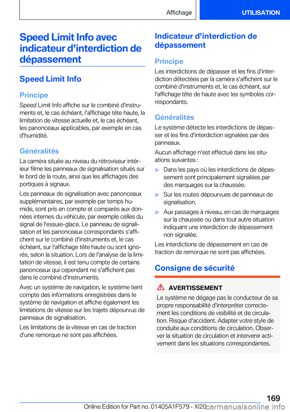 BMW X3 M 2021  Notices Demploi (in French) �S�p�e�e�d��L�i�m�i�t��I�n�f�o��a�v�e�c�i�n�d�i�c�a�t�e�u�r��d�'�i�n�t�e�r�d�i�c�t�i�o�n��d�e �d�é�p�a�s�s�e�m�e�n�t
�S�p�e�e�d��L�i�m�i�t��I�n�f�o
�P�r�i�n�c�i�p�e�S�p�e�e�d��L�i�m�i�t�