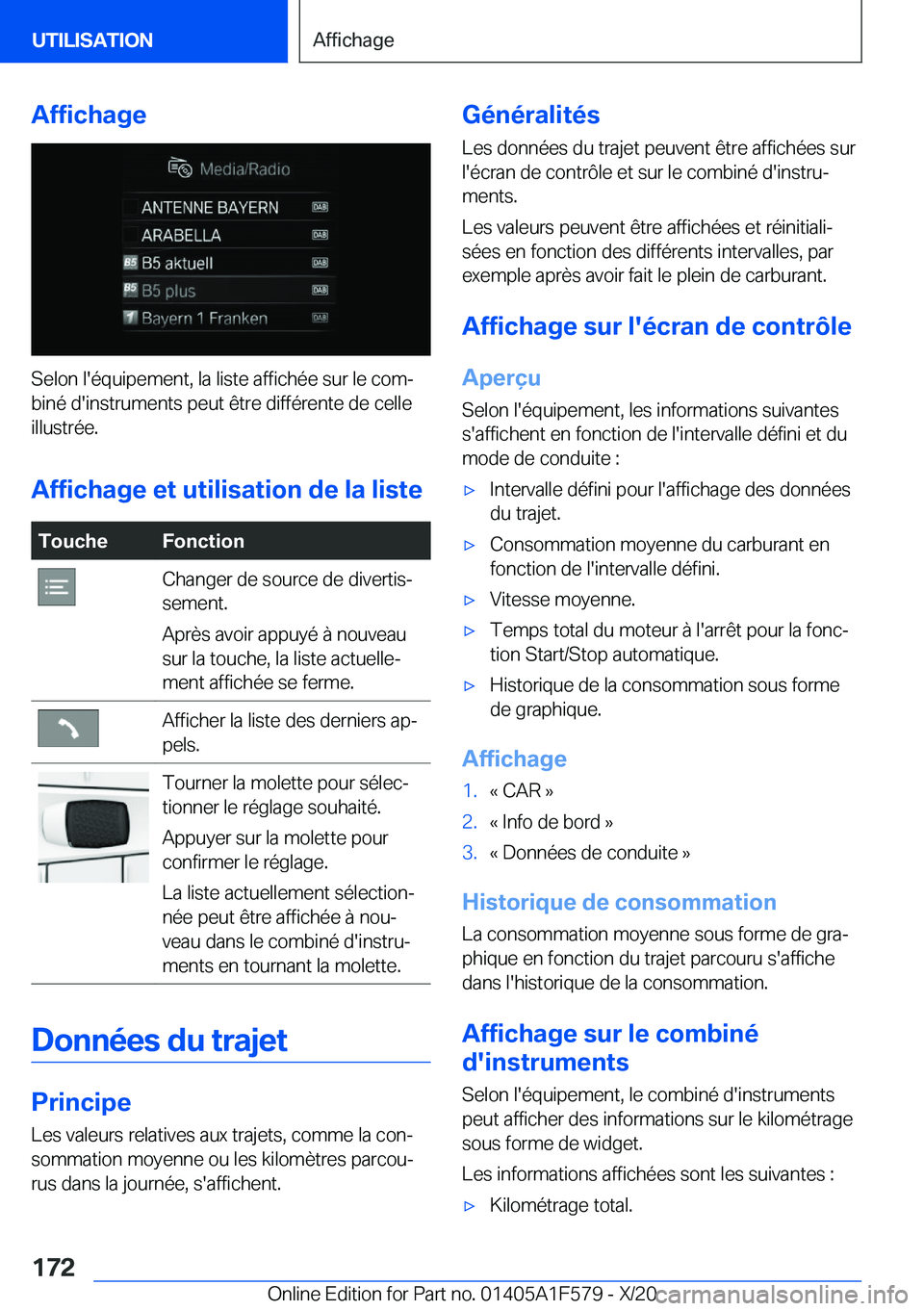 BMW X3 M 2021  Notices Demploi (in French) �A�f�f�i�c�h�a�g�e
�S�e�l�o�n��l�'�é�q�u�i�p�e�m�e�n�t�,��l�a��l�i�s�t�e��a�f�f�i�c�h�é�e��s�u�r��l�e��c�o�mj
�b�i�n�é��d�'�i�n�s�t�r�u�m�e�n�t�s��p�e�u�t��ê�t�r�e��d�i�f�f�é�