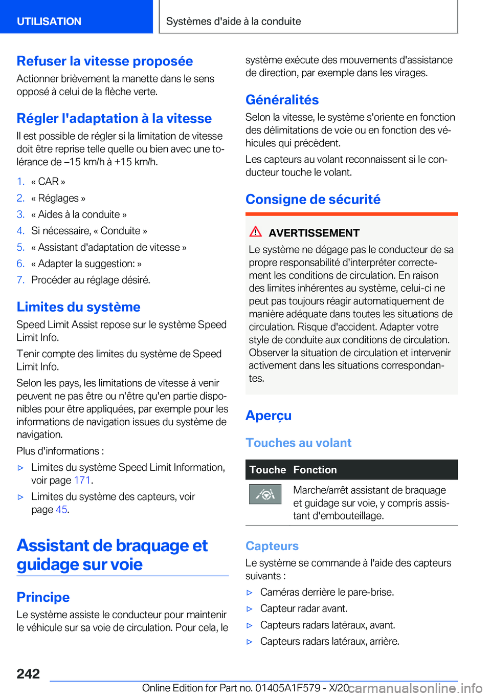 BMW X3 M 2021  Notices Demploi (in French) �R�e�f�u�s�e�r��l�a��v�i�t�e�s�s�e��p�r�o�p�o�s�é�e
�A�c�t�i�o�n�n�e�r��b�r�i�è�v�e�m�e�n�t��l�a��m�a�n�e�t�t�e��d�a�n�s��l�e��s�e�n�s
�o�p�p�o�s�é��