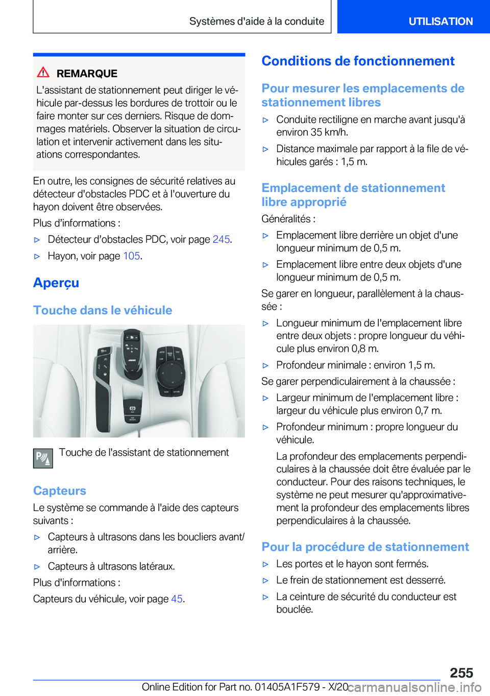 BMW X3 M 2021  Notices Demploi (in French) �R�E�M�A�R�Q�U�E
�L�'�a�s�s�i�s�t�a�n�t��d�e��s�t�a�t�i�o�n�n�e�m�e�n�t��p�e�u�t��d�i�r�i�g�e�r��l�e��v�éj
�h�i�c�u�l�e��p�a�r�-�d�e�s�s�u�s��l�e�s��b�o�r�d�u�r�e�s��d�e��t�r�o�t�t�o�