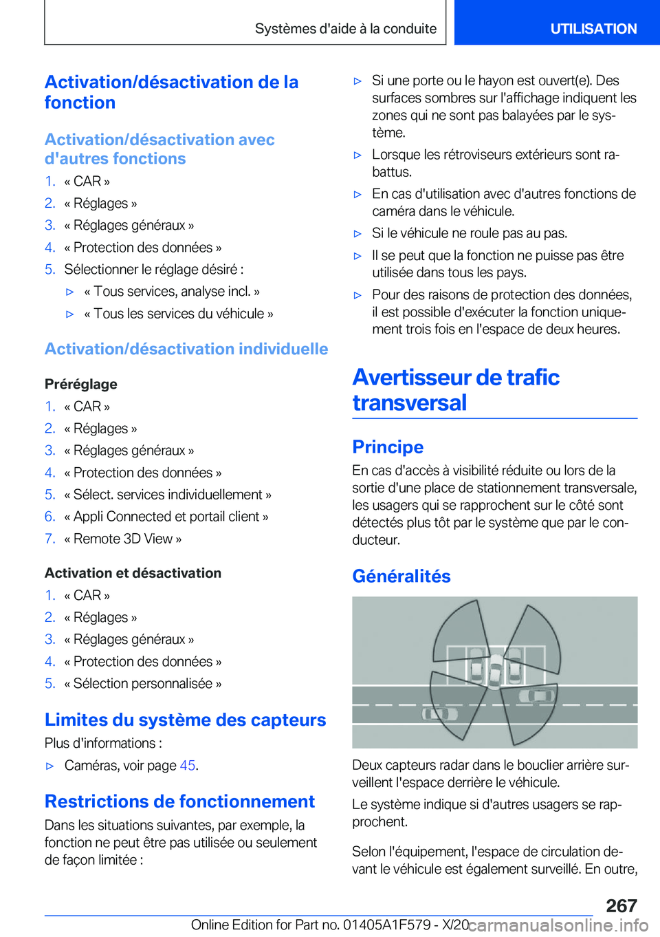 BMW X3 M 2021  Notices Demploi (in French) �A�c�t�i�v�a�t�i�o�n�/�d�é�s�a�c�t�i�v�a�t�i�o�n��d�e��l�a
�f�o�n�c�t�i�o�n
�A�c�t�i�v�a�t�i�o�n�/�d�é�s�a�c�t�i�v�a�t�i�o�n��a�v�e�c �d�'�a�u�t�r�e�s��f�o�n�c�t�i�o�n�s�1�.�k��C�A�R��{�2�