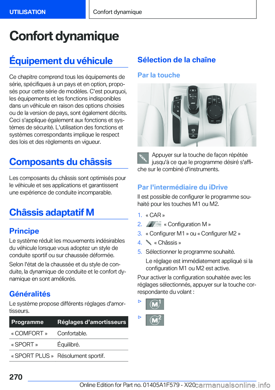 BMW X3 M 2021  Notices Demploi (in French) �C�o�n�f�o�r�t��d�y�n�a�m�i�q�u�e�