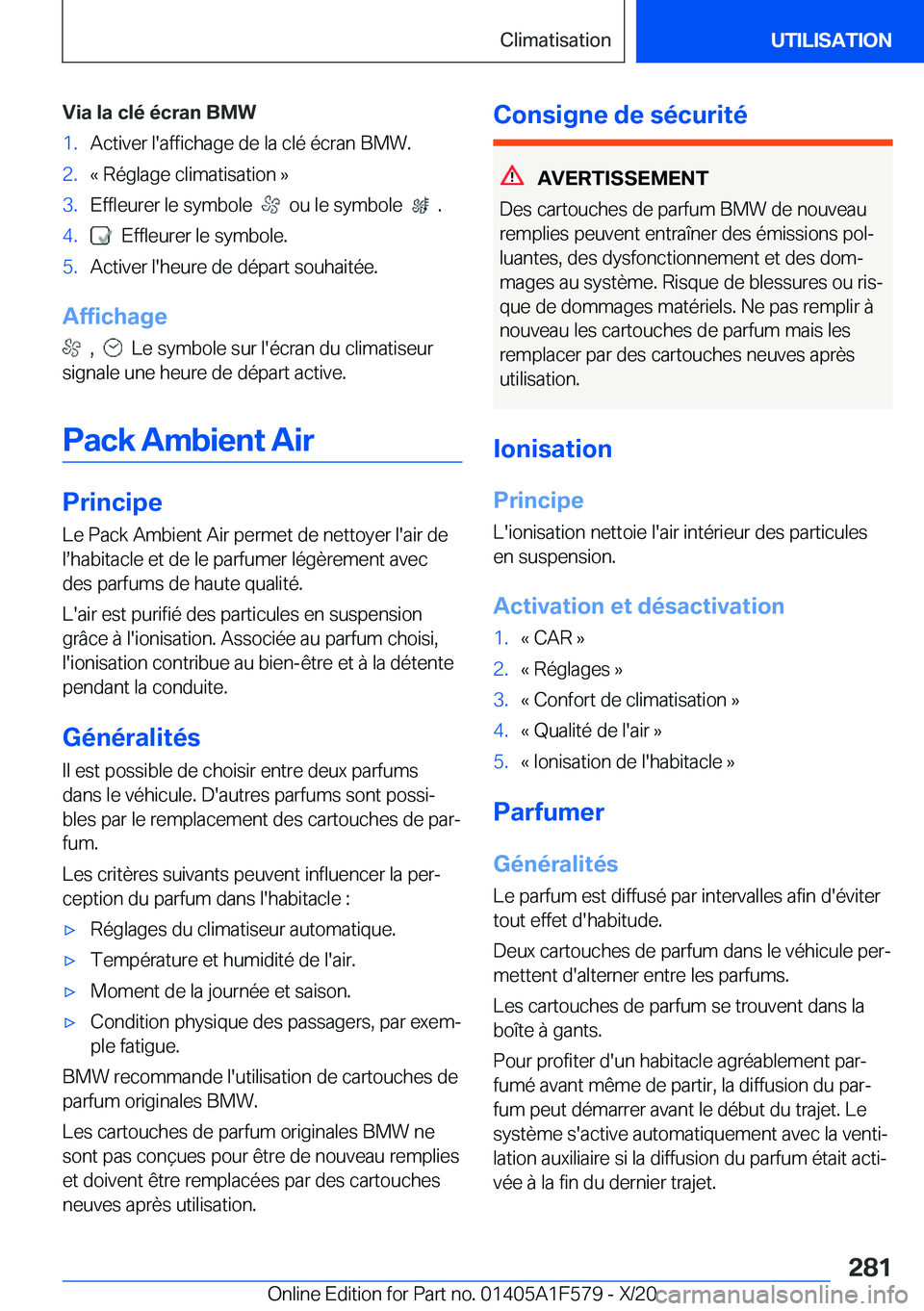 BMW X3 M 2021  Notices Demploi (in French) �V�i�a��l�a��c�l�é��é�c�r�a�n��B�M�W�1�.�A�c�t�i�v�e�r��l�'�a�f�f�i�c�h�a�g�e��d�e��l�a��c�l�é��é�c�r�a�n��B�M�W�.�2�.�k��R�é�g�l�a�g�e��c�l�i�m�a�t�i�s�a�t�i�o�n��{�3�.�E�f�f�l�