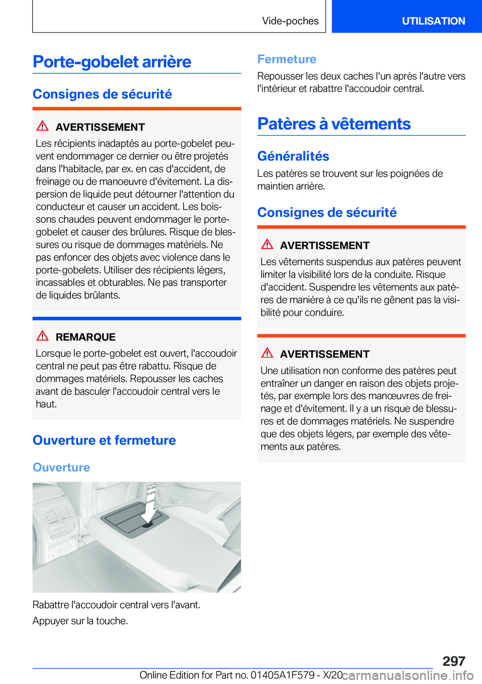 BMW X3 M 2021  Notices Demploi (in French) �P�o�r�t�e�-�g�o�b�e�l�e�t��a�r�r�i�è�r�e
�C�o�n�s�i�g�n�e�s��d�e��s�é�c�u�r�i�t�é
�A�V�E�R�T�I�S�S�E�M�E�N�T
�L�e�s��r�é�c�i�p�i�e�n�t�s��i�n�a�d�a�p�t�é�s��a�u��p�o�r�t�e�-�g�o�b�e�l�e�t
