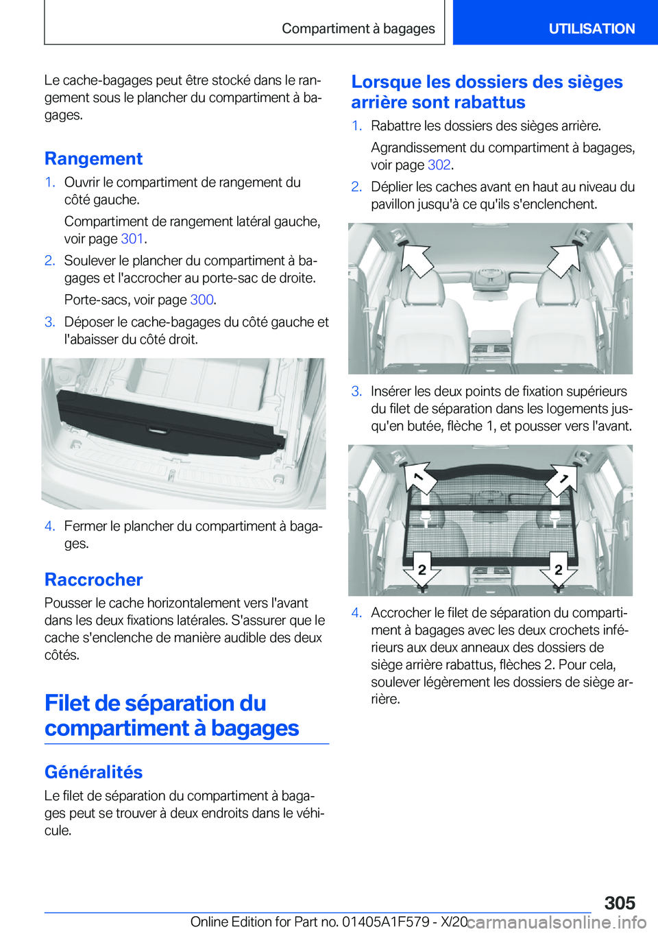 BMW X3 M 2021  Notices Demploi (in French) �L�e��c�a�c�h�e�-�b�a�g�a�g�e�s��p�e�u�t��ê�t�r�e��s�t�o�c�k�é��d�a�n�s��l�e��r�a�nj
�g�e�m�e�n�t��s�o�u�s��l�e��p�l�a�n�c�h�e�r��d�u��c�o�m�p�a�r�t�i�m�e�n�t��