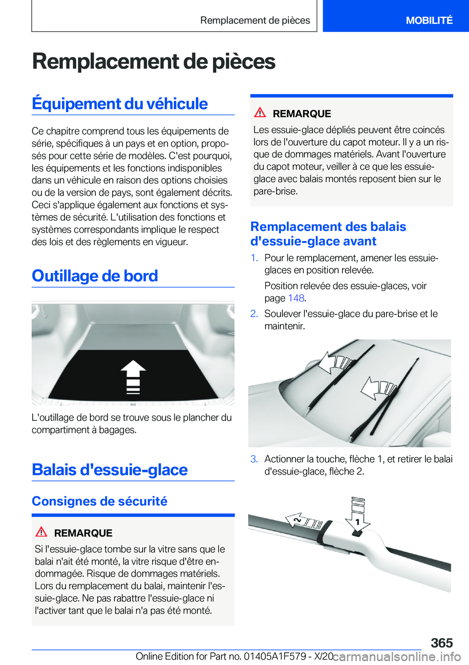 BMW X3 M 2021  Notices Demploi (in French) �R�e�m�p�l�a�c�e�m�e�n�t��d�e��p�i�è�c�e�s�