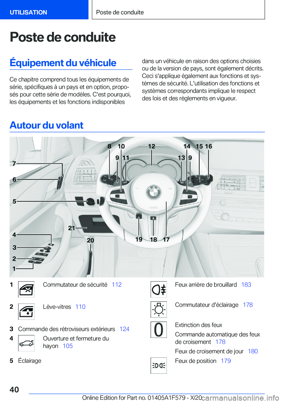 BMW X3 M 2021  Notices Demploi (in French) �P�o�s�t�e��d�e��c�o�n�d�u�i�t�e�