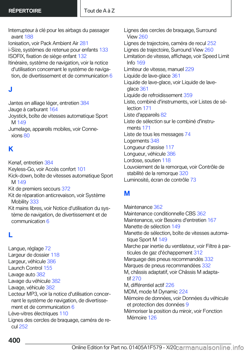BMW X3 M 2021  Notices Demploi (in French) �I�n�t�e�r�r�u�p�t�e�u�r��