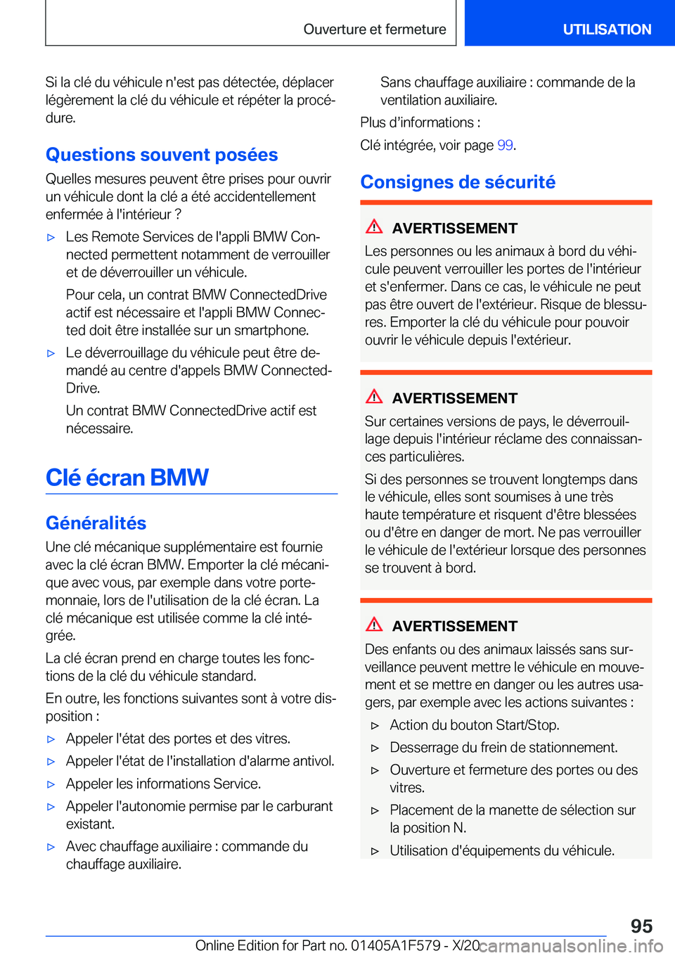 BMW X3 M 2021  Notices Demploi (in French) �S�i��l�a��c�l�é��d�u��v�é�h�i�c�u�l�e��n�'�e�s�t��p�a�s��d�é�t�e�c�t�é�e�,��d�é�p�l�a�c�e�r�l�é�g�è�r�e�m�e�n�t��l�a��c�l�é��d�u��v�é�h�i�c�u�l�e��e�t��r�é�p�é�t�e�r��l�