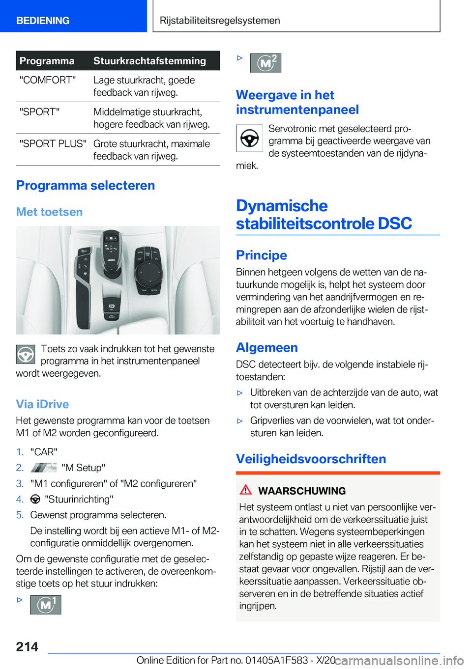 BMW X3 M 2021  Instructieboekjes (in Dutch) �P�r�o�g�r�a�m�m�a�S�t�u�u�r�k�r�a�c�h�t�a�f�s�t�e�m�m�i�n�g��C�O�M�F�O�R�T��L�a�g�e��s�t�u�u�r�k�r�a�c�h�t�,��g�o�e�d�e
�f�e�e�d�b�a�c�k��v�a�n��r�i�j�w�e�g�.��S�P�O�R�T��M�i�d�d�e�l�m�a�t�i�