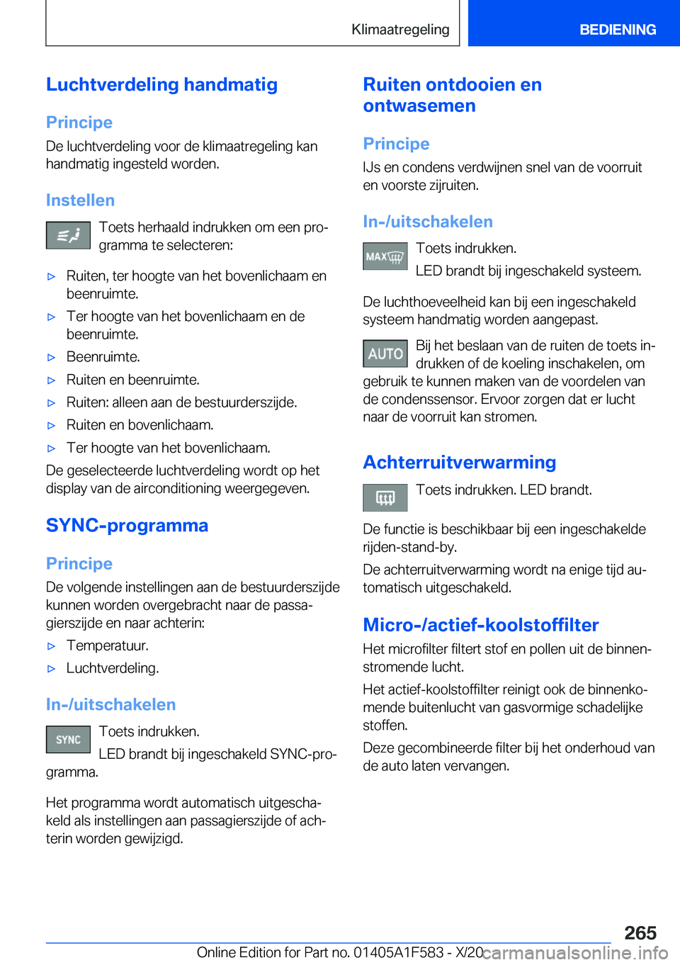 BMW X3 M 2021  Instructieboekjes (in Dutch) �L�u�c�h�t�v�e�r�d�e�l�i�n�g��h�a�n�d�m�a�t�i�g�P�r�i�n�c�i�p�e
�D�e��l�u�c�h�t�v�e�r�d�e�l�i�n�g��v�o�o�r��d�e��k�l�i�m�a�a�t�r�e�g�e�l�i�n�g��k�a�n
�h�a�n�d�m�a�t�i�g��i�n�g�e�s�t�e�l�d��w�o