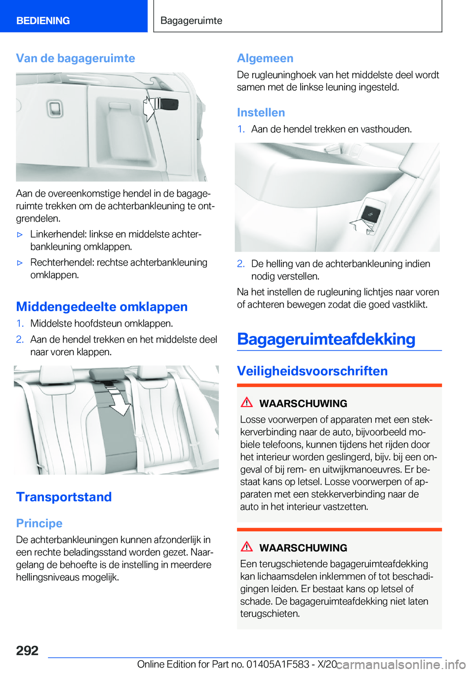 BMW X3 M 2021  Instructieboekjes (in Dutch) �V�a�n��d�e��b�a�g�a�g�e�r�u�i�m�t�e
�A�a�n��d�e��o�v�e�r�e�e�n�k�o�m�s�t�i�g�e��h�e�n�d�e�l��i�n��d�e��b�a�g�a�g�ej�r�u�i�m�t�e��t�r�e�k�k�e�n��o�m��d�e��a�c�h�t�e�r�b�a�n�k�l�e�u�n�i�n�
