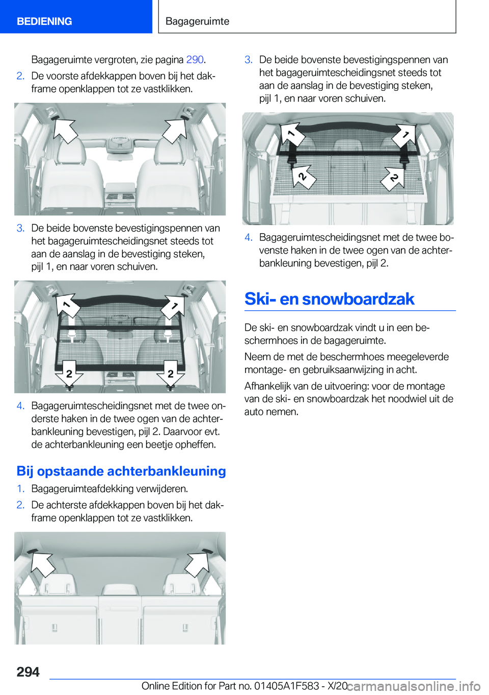 BMW X3 M 2021  Instructieboekjes (in Dutch) �B�a�g�a�g�e�r�u�i�m�t�e��v�e�r�g�r�o�t�e�n�,��z�i�e��p�a�g�i�n�a��2�9�0�.�2�.�D�e��v�o�o�r�s�t�e��a�f�d�e�k�k�a�p�p�e�n��b�o�v�e�n��b�i�j��h�e�t��d�a�kj
�f�r�a�m�e��o�p�e�n�k�l�a�p�p�e�n�