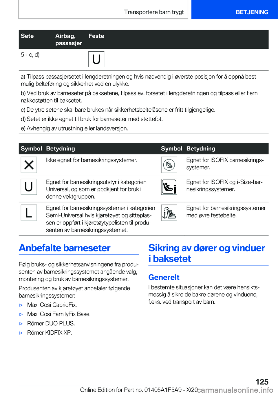BMW X3 M 2021  InstruksjonsbØker (in Norwegian) �S�e�t�e�A�i�r�b�a�g�,
�p�a�s�s�a�s�j�e�r�F�e�s�t�e�5��-��c�,��d�)�a�)��T�i�l�p�a�s�s��p�a�s�s�a�s�j�e�r�s�e�t�e�t��i��l�e�n�g�d�e�r�e�t�n�i�n�g�e�n��o�g��h�v�i�s��n�