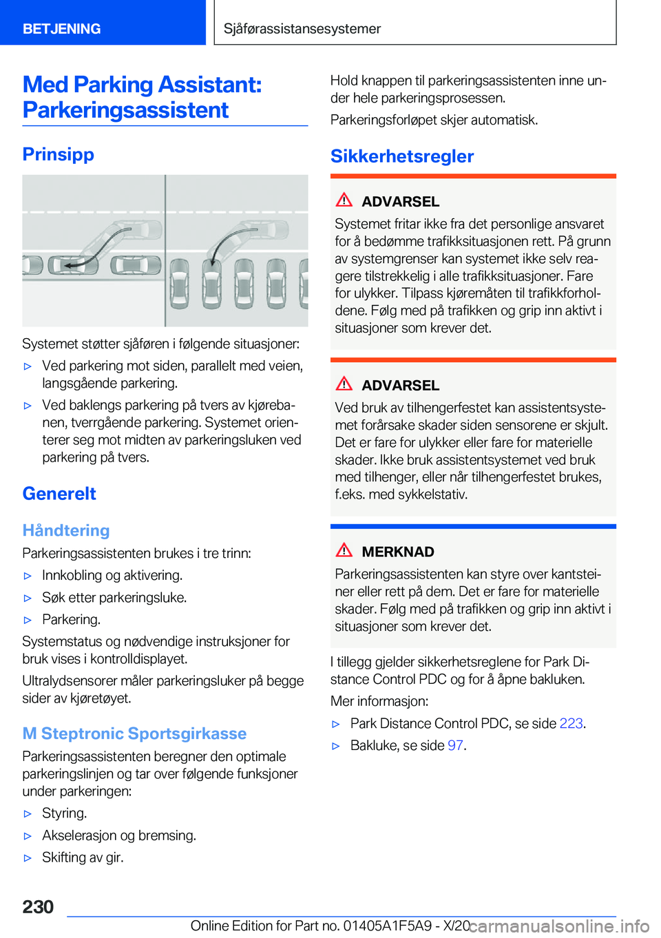 BMW X3 M 2021  InstruksjonsbØker (in Norwegian) �M�e�d��P�a�r�k�i�n�g��A�s�s�i�s�t�a�n�t�:�P�a�r�k�e�r�i�n�g�s�a�s�s�i�s�t�e�n�t
�P�r�i�n�s�i�p�p
�S�y�s�t�e�m�e�t��s�t�