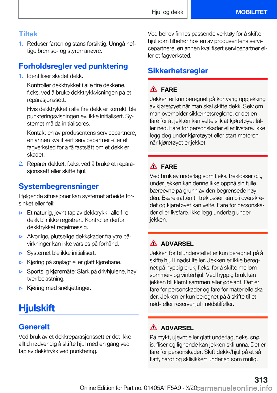 BMW X3 M 2021  InstruksjonsbØker (in Norwegian) �T�i�l�t�a�k�1�.�R�e�d�u�s�e�r��f�a�r�t�e�n��o�g��s�t�a�n�s��f�o�r�s�i�k�t�i�g�.��U�n�n�g�å��h�e�fj
�t�i�g�e��b�r�e�m�s�e�-��o�g��s�t�y�r�e�m�a�n�