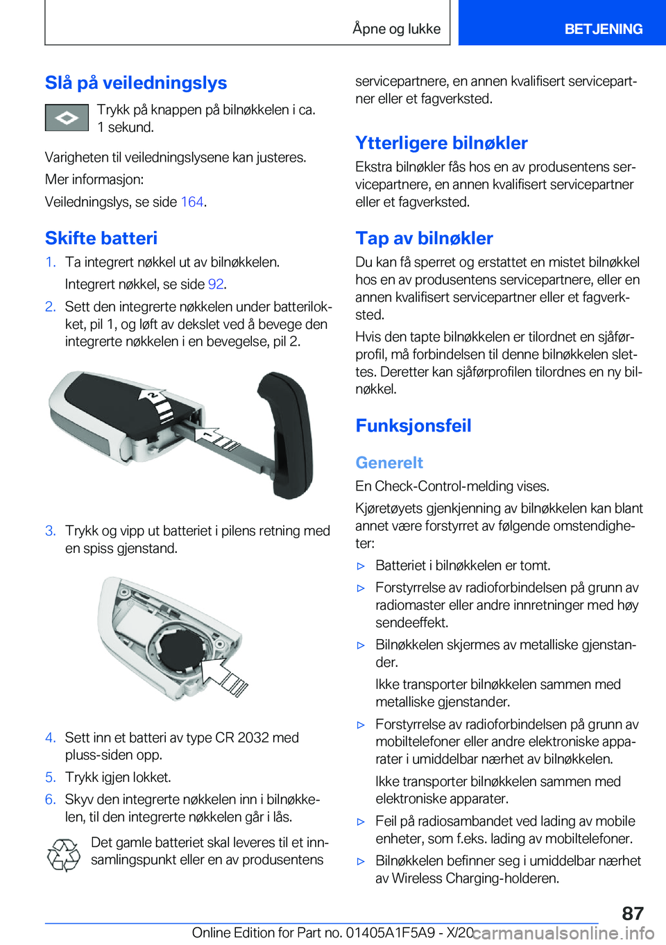 BMW X3 M 2021  InstruksjonsbØker (in Norwegian) �S�l�å��p�å��v�e�i�l�e�d�n�i�n�g�s�l�y�s�T�r�y�k�k��p�å��k�n�a�p�p�e�n��p�å��b�i�l�n�