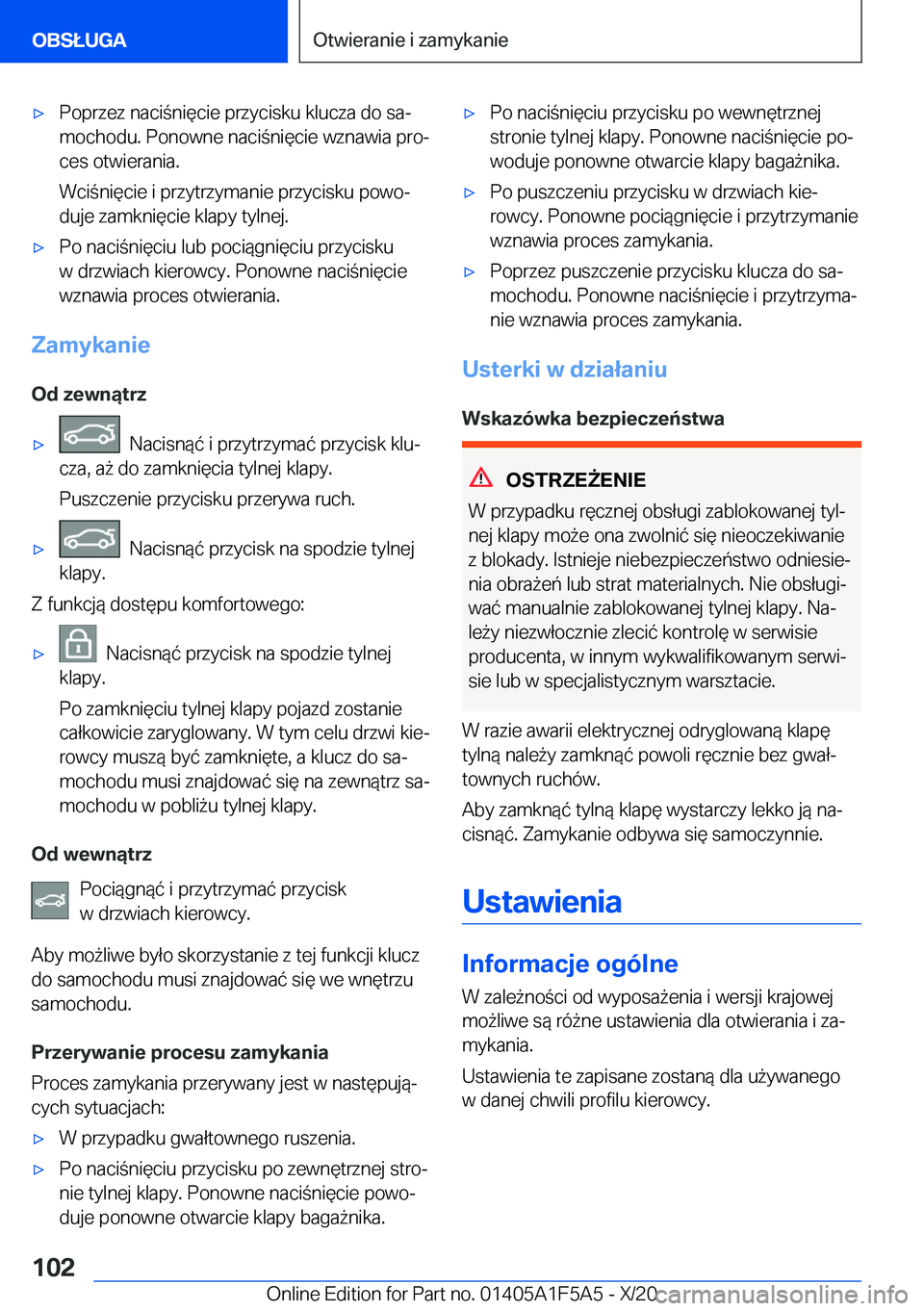 BMW X3 M 2021  Instrukcja obsługi (in Polish) 'x�P�o�p�r�z�e�z��n�a�c�i�n�i�