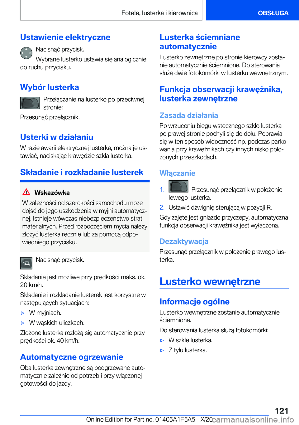 BMW X3 M 2021  Instrukcja obsługi (in Polish) �U�s�t�a�w�i�e�n�i�e��e�l�e�k�t�r�y�c�z�n�e�N�a�c�i�s�n�
