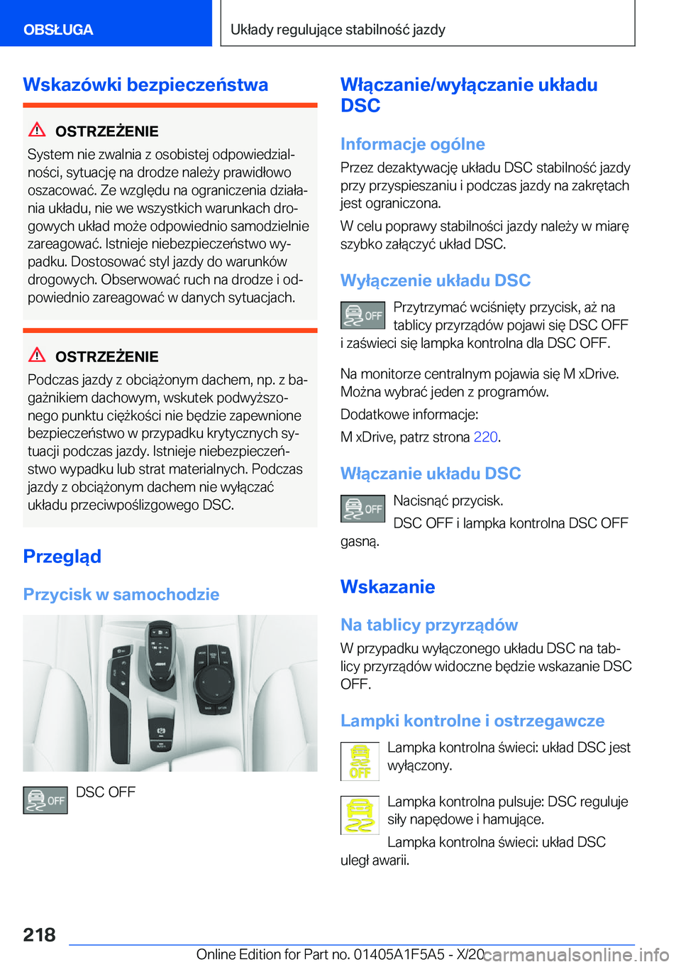 BMW X3 M 2021  Instrukcja obsługi (in Polish) �W�s�k�a�z�