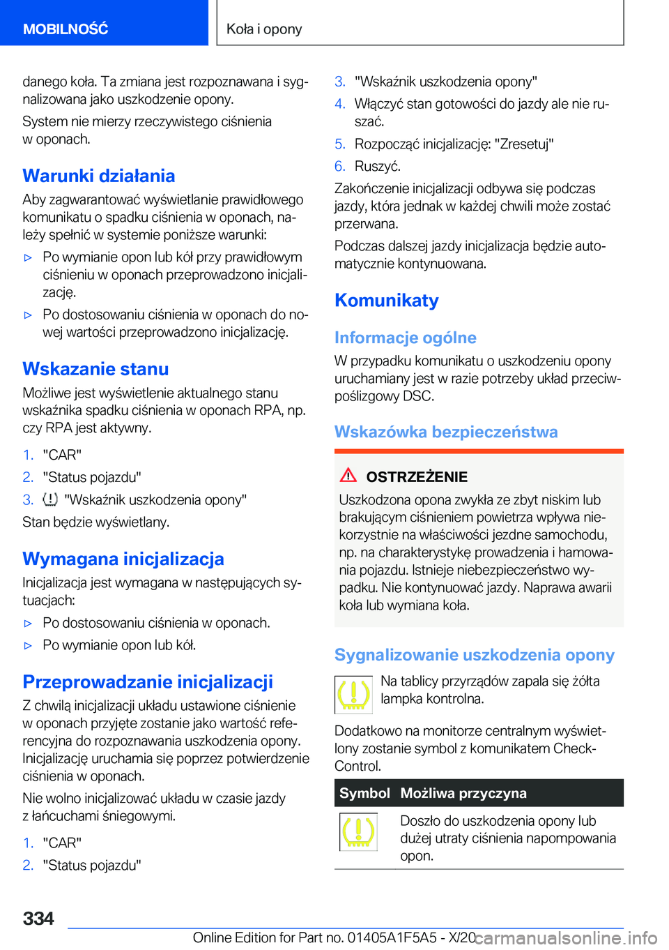 BMW X3 M 2021  Instrukcja obsługi (in Polish) �d�a�n�e�g�o��k�o�ł�a�.��T�a��z�m�i�a�n�a��j�e�s�t��r�o�z�p�o�z�n�a�w�a�n�a��i��s�y�gj
�n�a�l�i�z�o�w�a�n�a��j�a�k�o��u�s�z�k�o�d�z�e�n�i�e��o�p�o�n�y�.
�S�y�s�t�e�m��n�i�e��m�i�e�r�z�y�