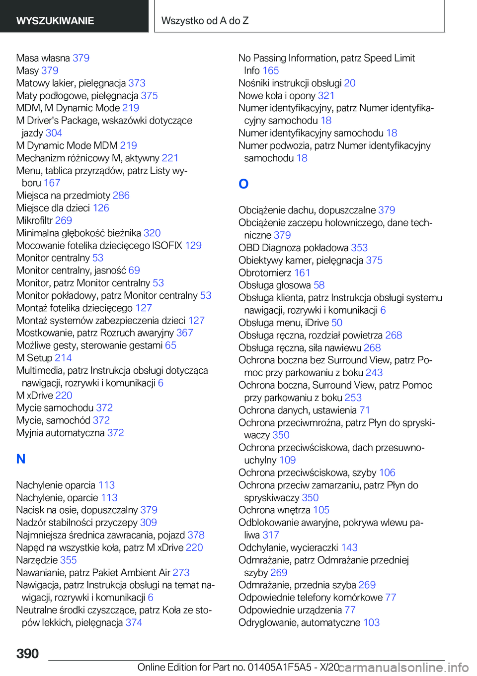 BMW X3 M 2021  Instrukcja obsługi (in Polish) �M�a�s�a��w�ł�a�s�n�a��3�7�9�
�M�a�s�y� �3�7�9�
�M�a�t�o�w�y��l�a�k�i�e�r�,��p�i�e�l�