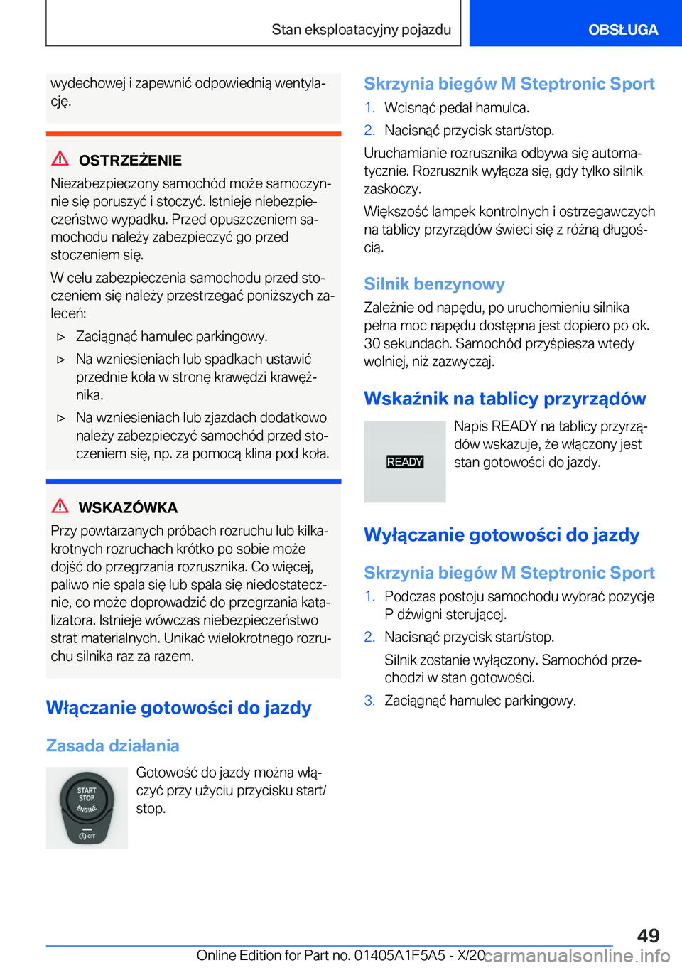 BMW X3 M 2021  Instrukcja obsługi (in Polish) �w�y�d�e�c�h�o�w�e�j��i��z�a�p�e�w�n�i�