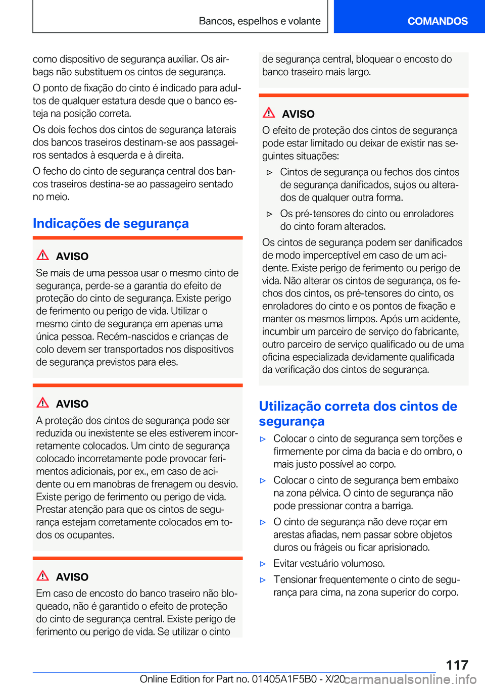 BMW X3 M 2021  Manual do condutor (in Portuguese) �c�o�m�o��d�i�s�p�o�s�i�t�i�v�o��d�e��s�e�g�u�r�a�n�