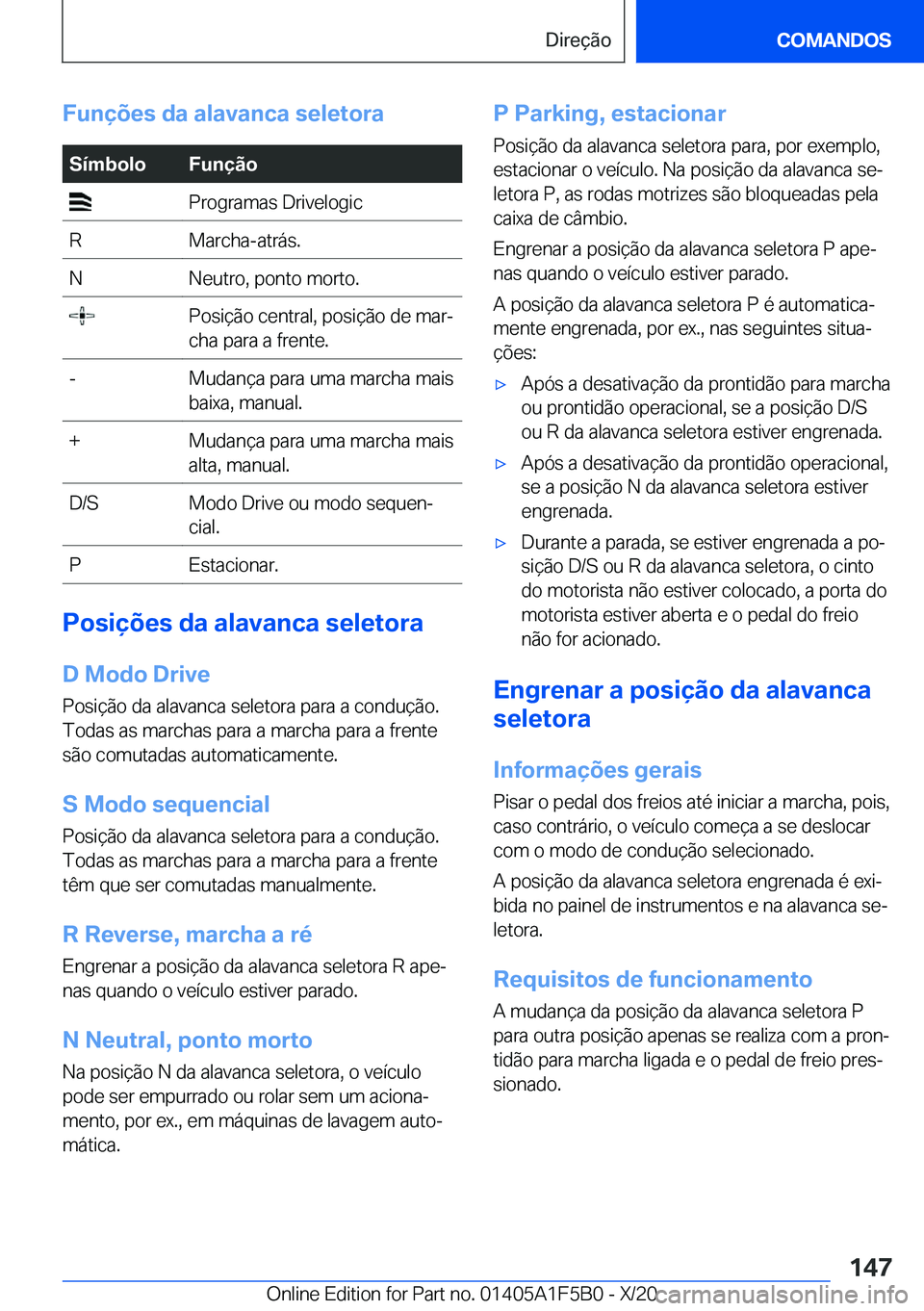 BMW X3 M 2021  Manual do condutor (in Portuguese) �F�u�n�
