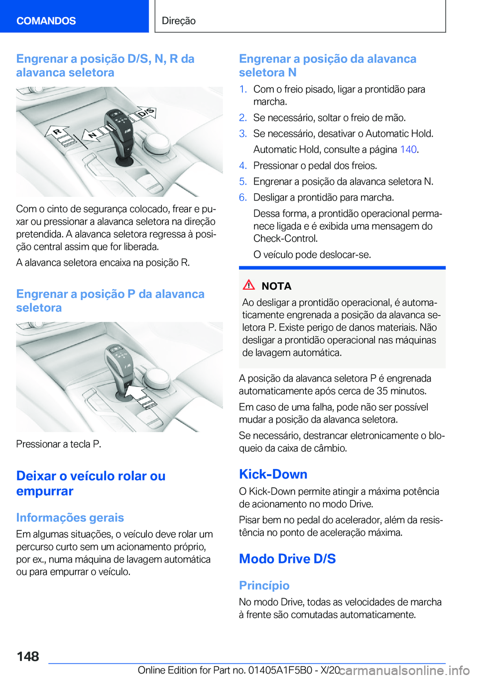 BMW X3 M 2021  Manual do condutor (in Portuguese) �E�n�g�r�e�n�a�r��a��p�o�s�i�