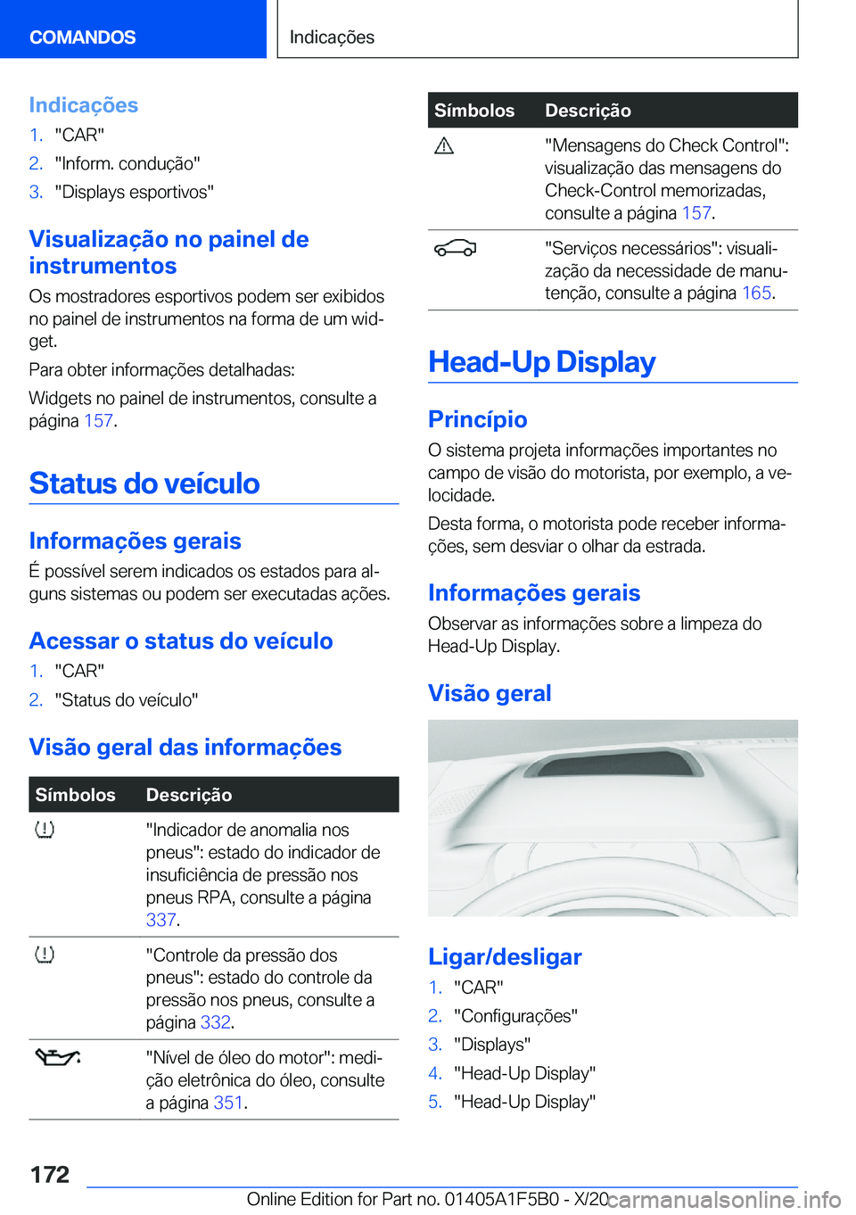 BMW X3 M 2021  Manual do condutor (in Portuguese) �I�n�d�i�c�a�