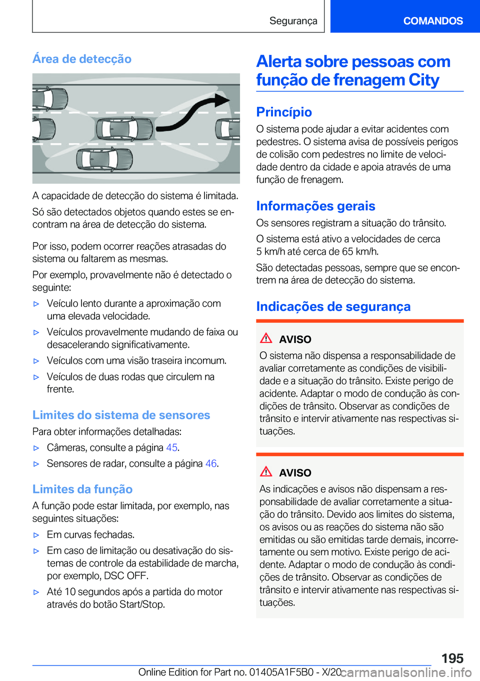 BMW X3 M 2021  Manual do condutor (in Portuguese) �Á�r�e�a��d�e��d�e�t�e�c�