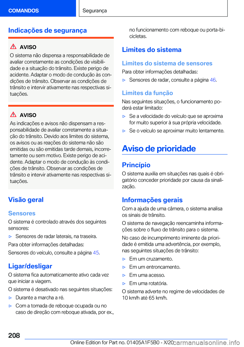 BMW X3 M 2021  Manual do condutor (in Portuguese) �I�n�d�i�c�a�
