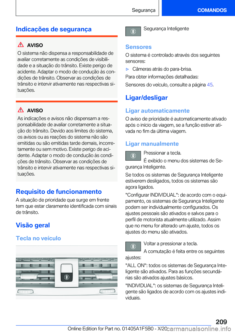 BMW X3 M 2021  Manual do condutor (in Portuguese) �I�n�d�i�c�a�