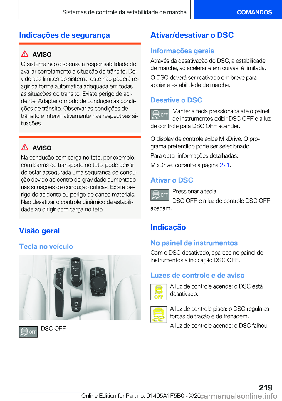 BMW X3 M 2021  Manual do condutor (in Portuguese) �I�n�d�i�c�a�