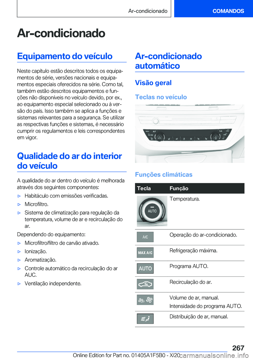 BMW X3 M 2021  Manual do condutor (in Portuguese) �A�r�-�c�o�n�d�i�c�i�o�n�a�d�o�E�q�u�i�p�a�m�e�n�t�o��d�o��v�e�