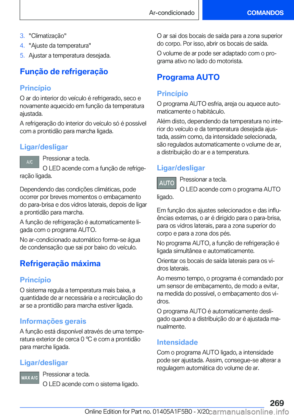 BMW X3 M 2021  Manual do condutor (in Portuguese) �3�.��C�l�i�m�a�t�i�z�a�