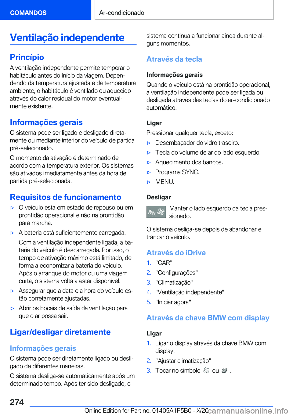 BMW X3 M 2021  Manual do condutor (in Portuguese) �V�e�n�t�i�l�a�