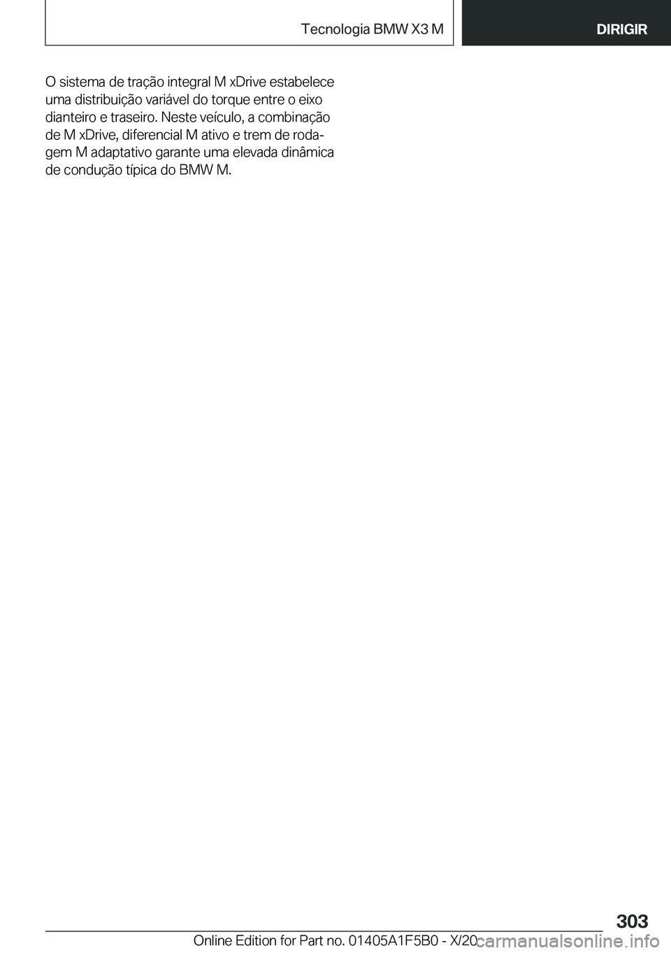 BMW X3 M 2021  Manual do condutor (in Portuguese) �O��s�i�s�t�e�m�a��d�e��t�r�a�