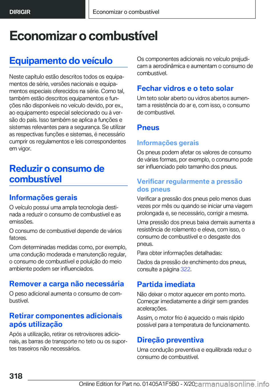 BMW X3 M 2021  Manual do condutor (in Portuguese) �E�c�o�n�o�m�i�z�a�r��o��c�o�m�b�u�s�t�