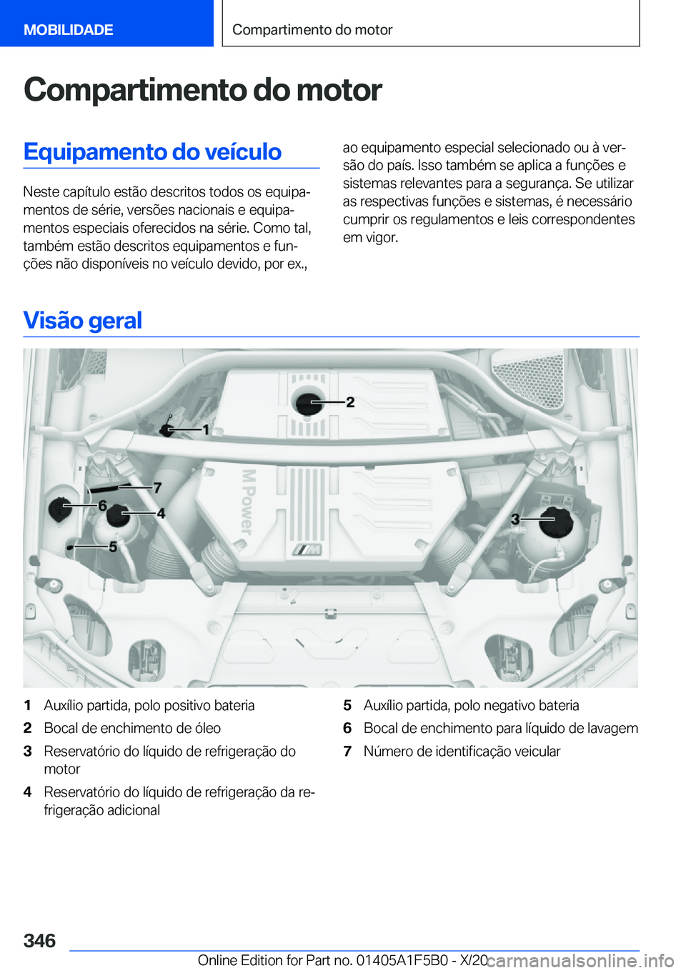 BMW X3 M 2021  Manual do condutor (in Portuguese) �C�o�m�p�a�r�t�i�m�e�n�t�o��d�o��m�o�t�o�r�E�q�u�i�p�a�m�e�n�t�o��d�o��v�e�