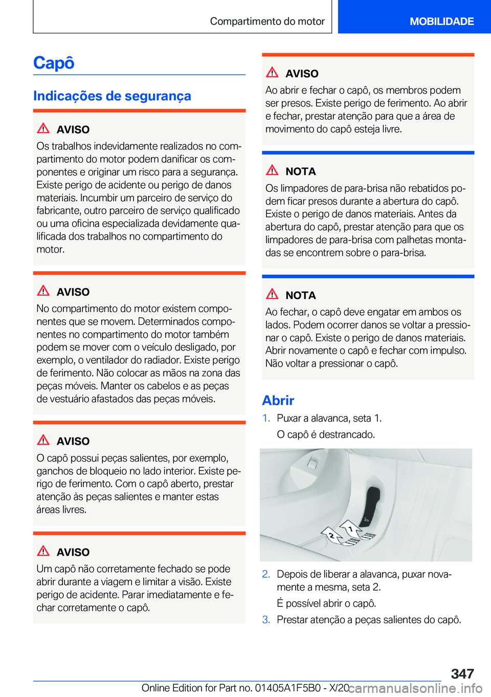 BMW X3 M 2021  Manual do condutor (in Portuguese) �C�a�p�ô
�I�n�d�i�c�a�