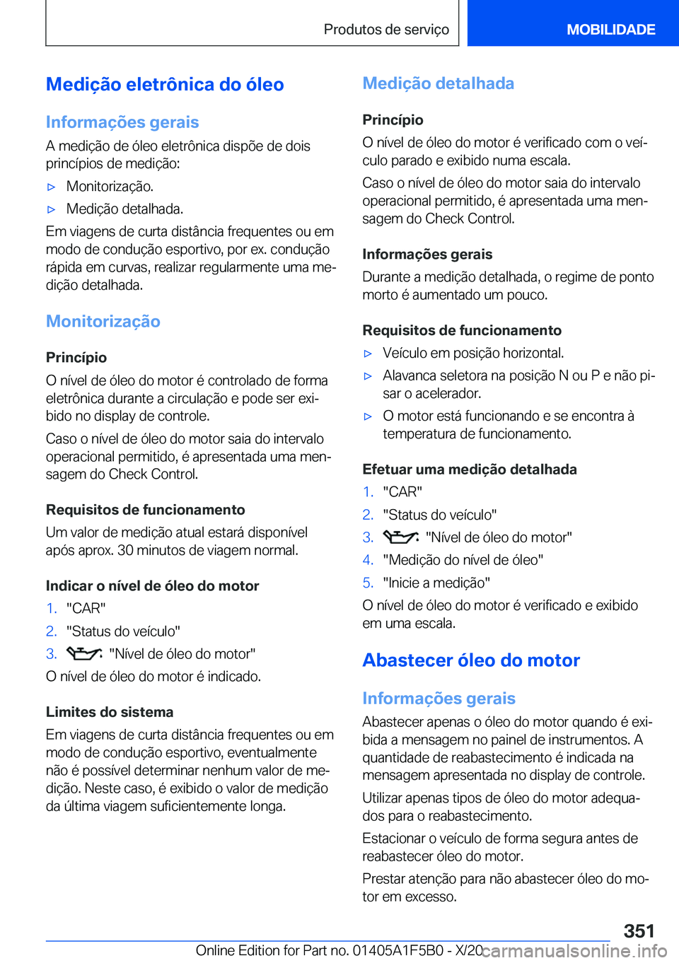 BMW X3 M 2021  Manual do condutor (in Portuguese) �M�e�d�i�