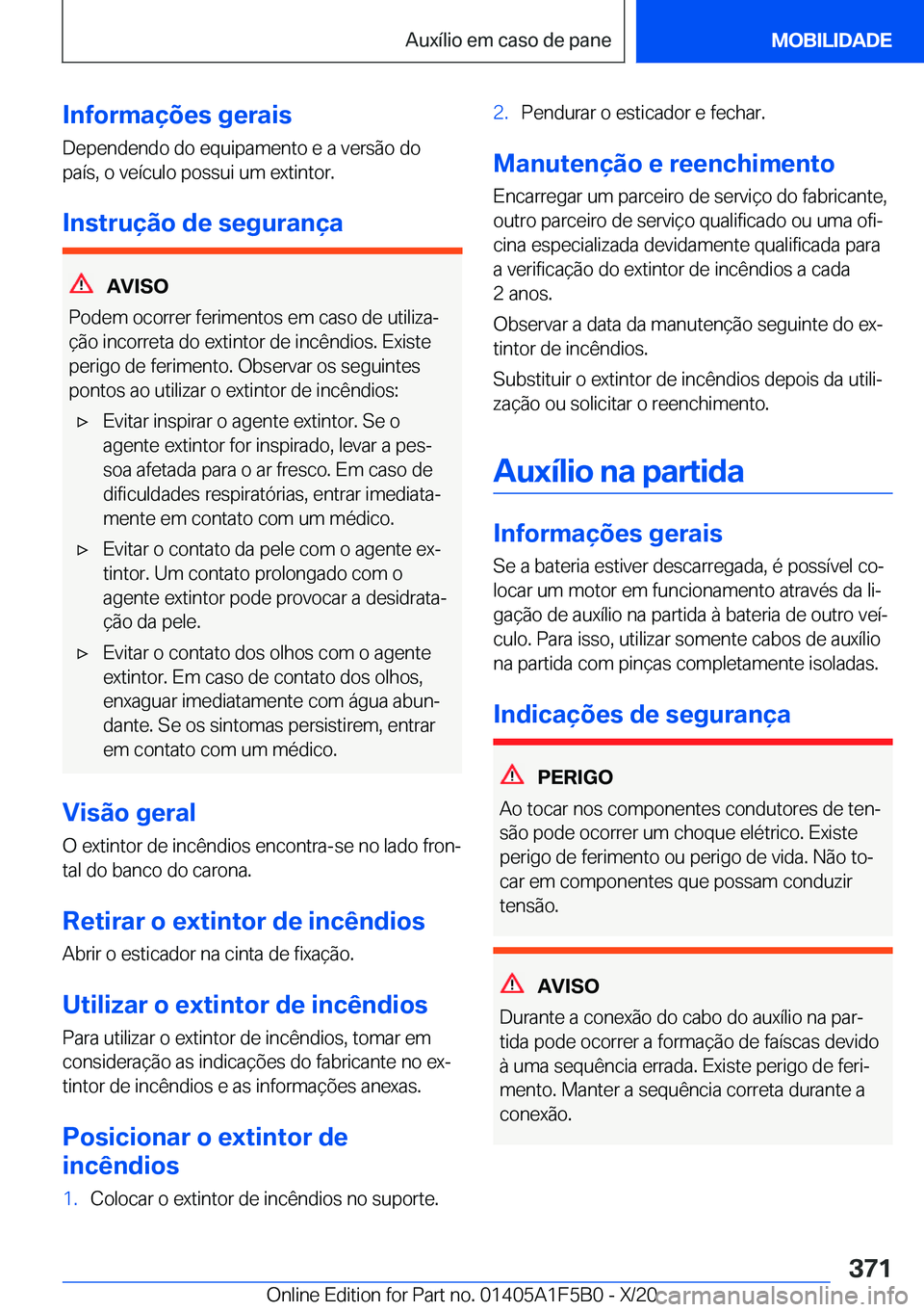 BMW X3 M 2021  Manual do condutor (in Portuguese) �I�n�f�o�r�m�a�